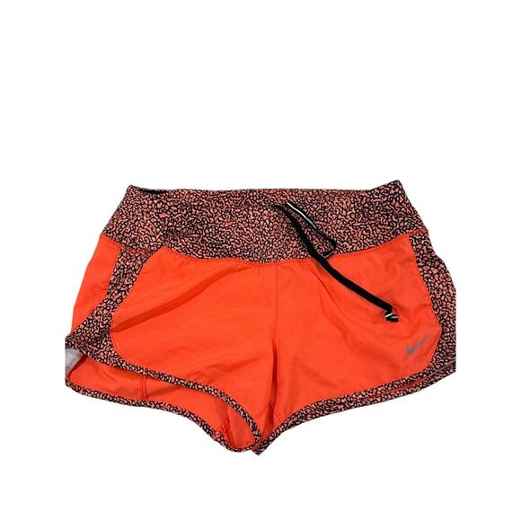 Nike Dri-Fit Neon Orange Printed Running Shorts Size Small Speckled Print - Picture 1 of 5